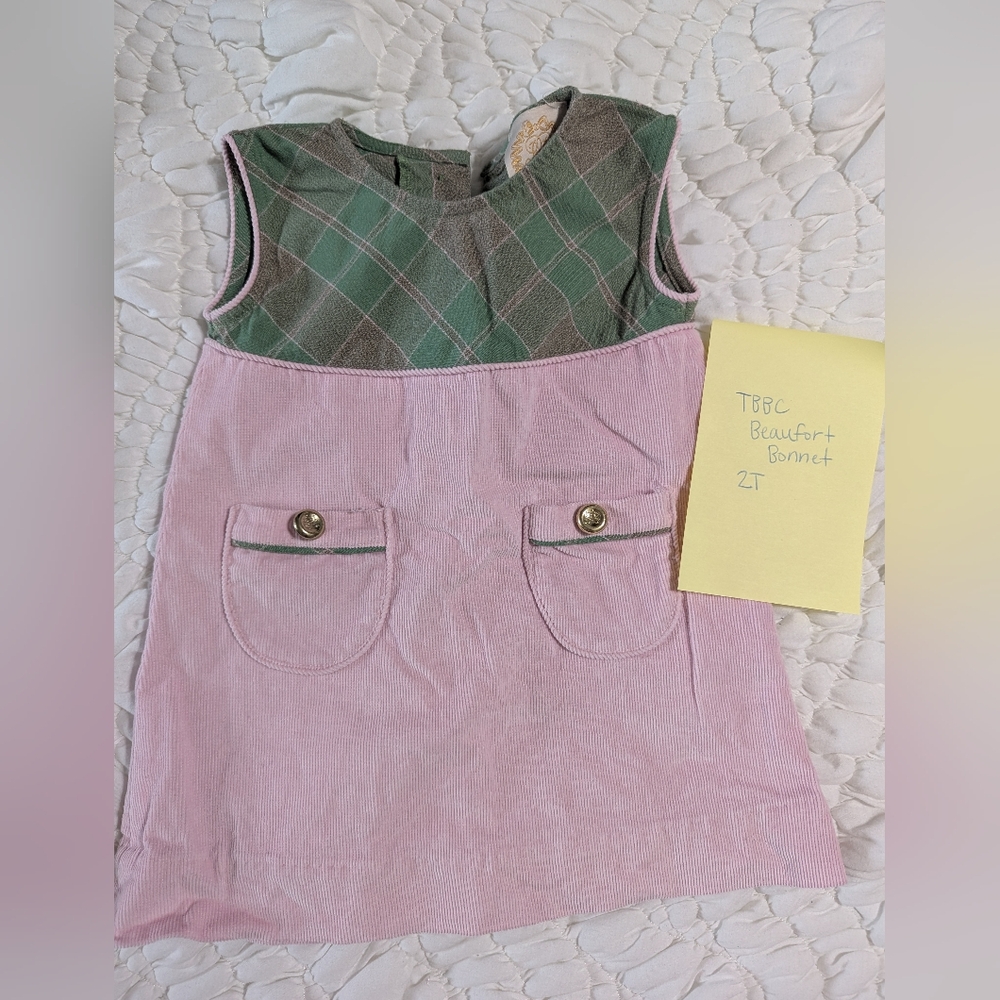 Pink and Green Plaid Dress with Pockets